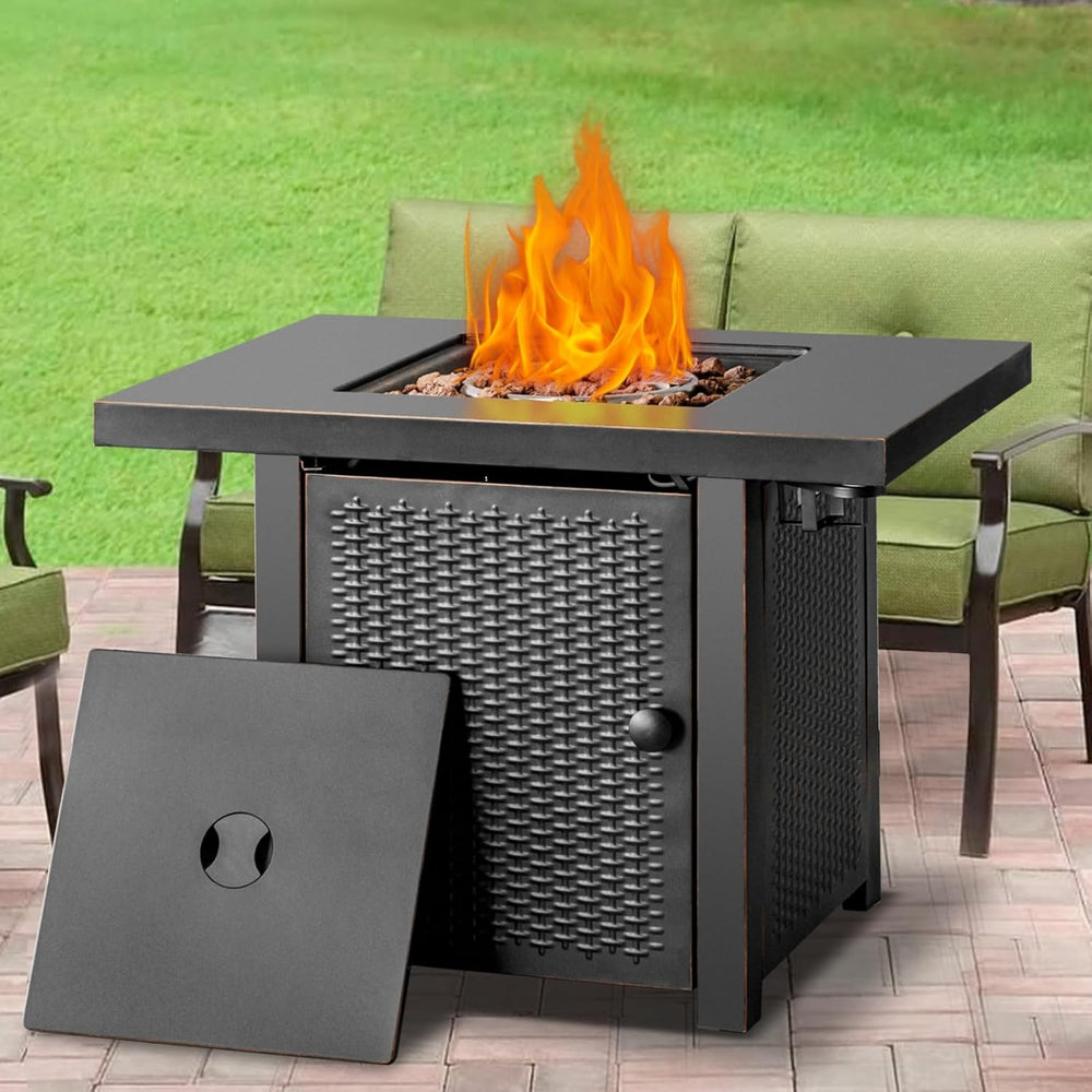 OutVue 32 inch Propane Fire Pit Table with 2 Drink Holders
