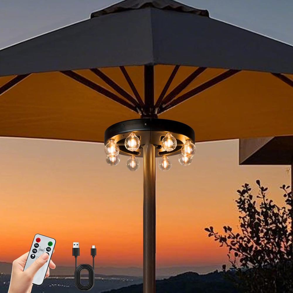 Umbrella Lights Outdoor Patio, Rechargeable Cordless, 8 LED Bulbs