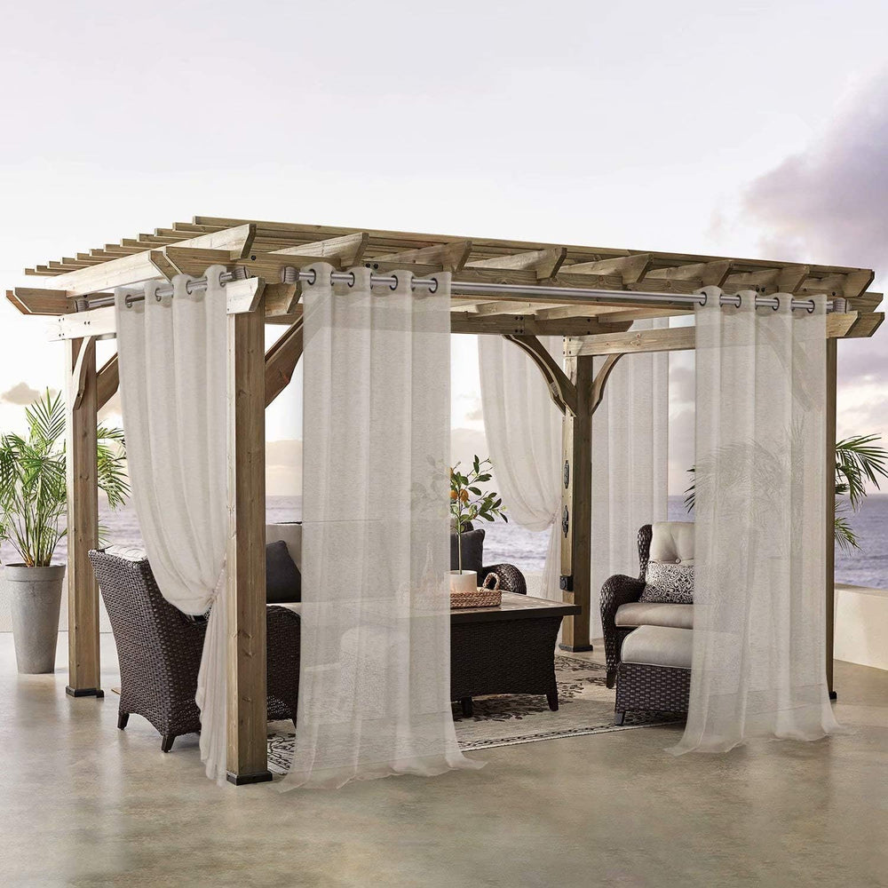 LORDTEX Burlap Linen Look Outdoor Curtain for Patio 2 Panels