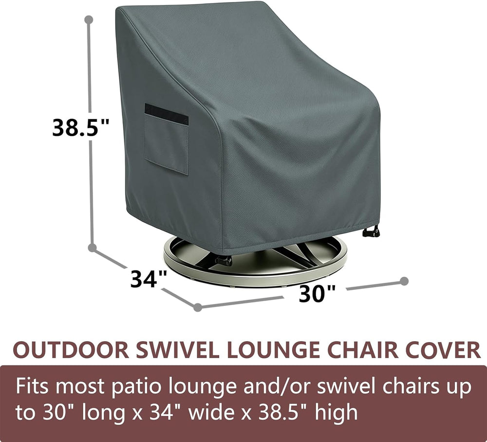 Outdoor Swivel Chair Cover 2 Pack, Fits to 30" L X 34" W X 38.5&quo...