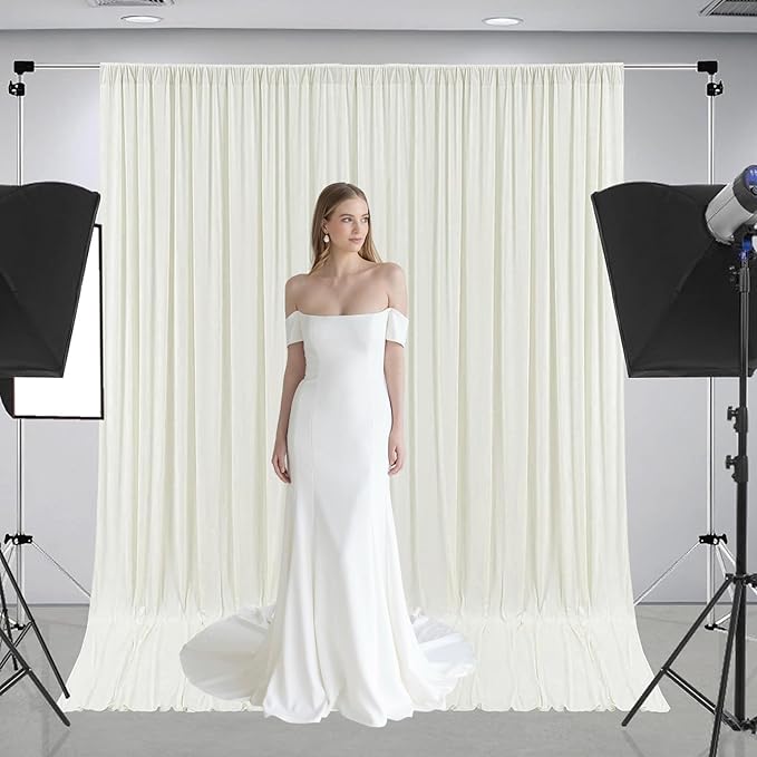 10 x 7 Feet Ivory White Backdrop Curtain for Partie, Background Curtains for ...