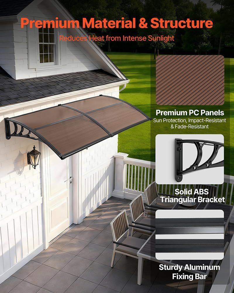 VEVOR Awnings for Door Entrance 38" x 78" Window Awning Canopy Exte...