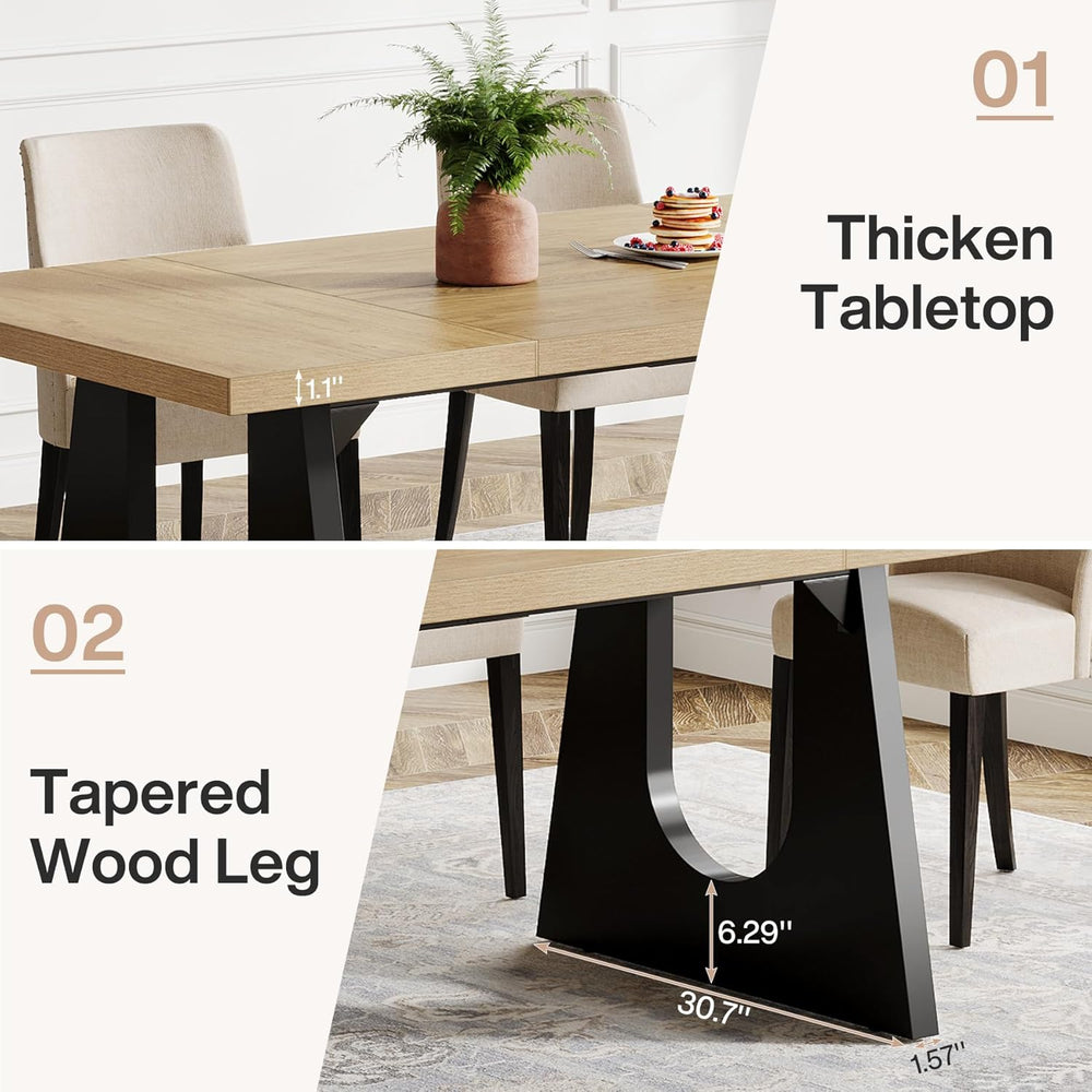 Tribesigns Large Dining Table for 6-8 People, 70.9-Inch Wood Rustic Rectangul...