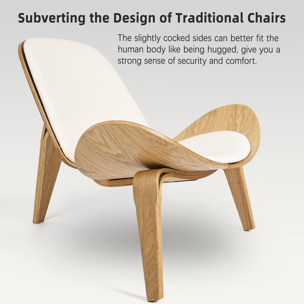 Hans Wegner Style Chair, Simple and Modern Leather Shell Chairs with Padded S...