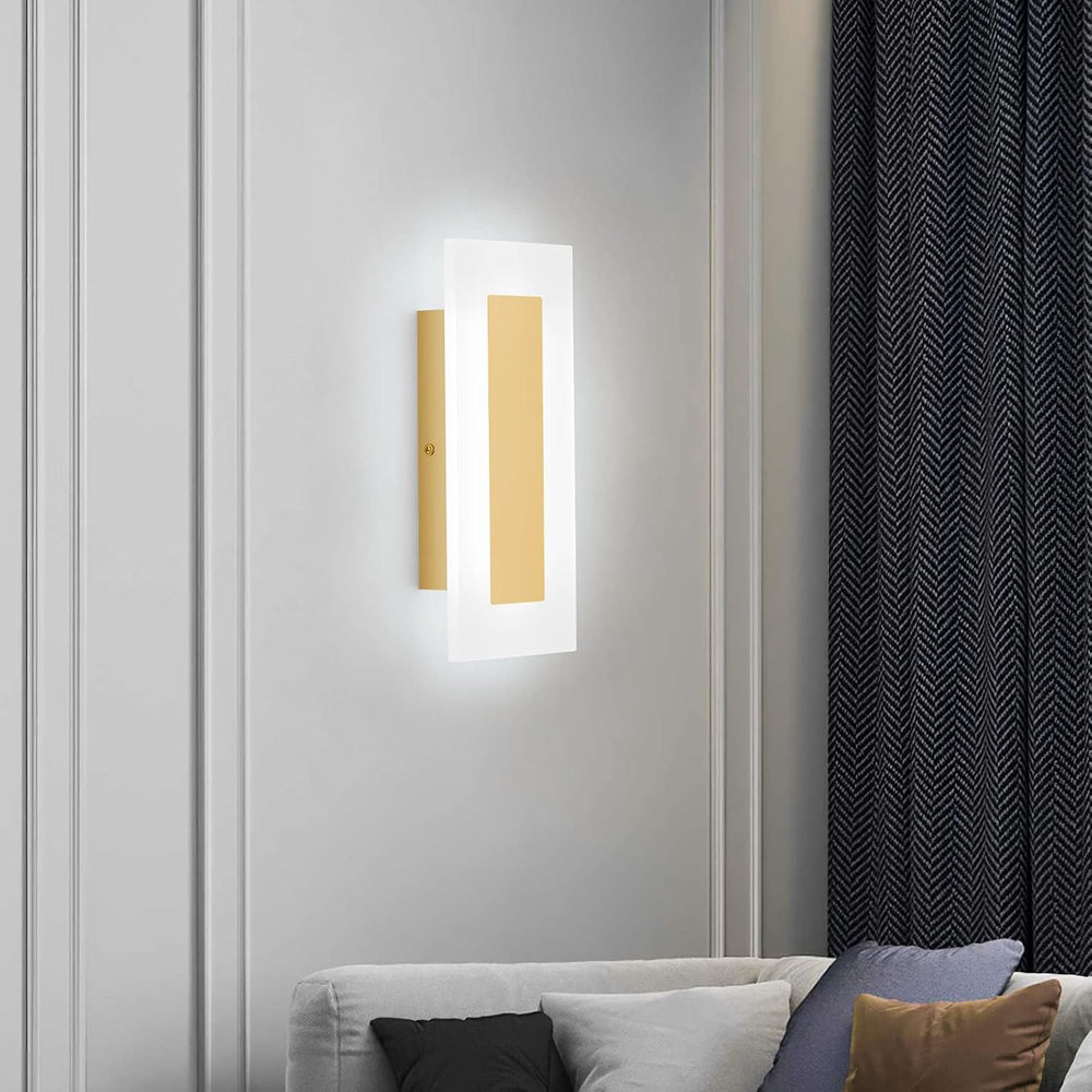 LMQNINE Modern LED Acrylic Gold Wall Sconce White Light 6000K for Bedroom Cor...