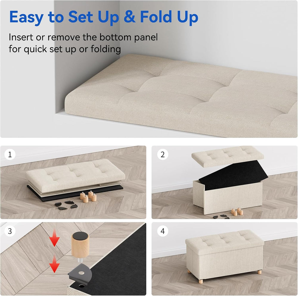 BRIAN & DANY 30 Inches Folding Storage Ottoman Bench, Ottoman with Storag...