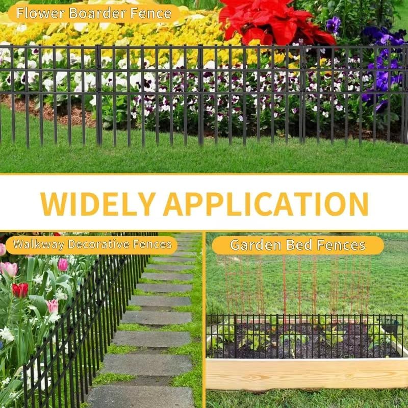 25 Pack Garden Animal Barrier Fence, 17in (H) X 27ft (L) No Dig Fence, Rustpr...