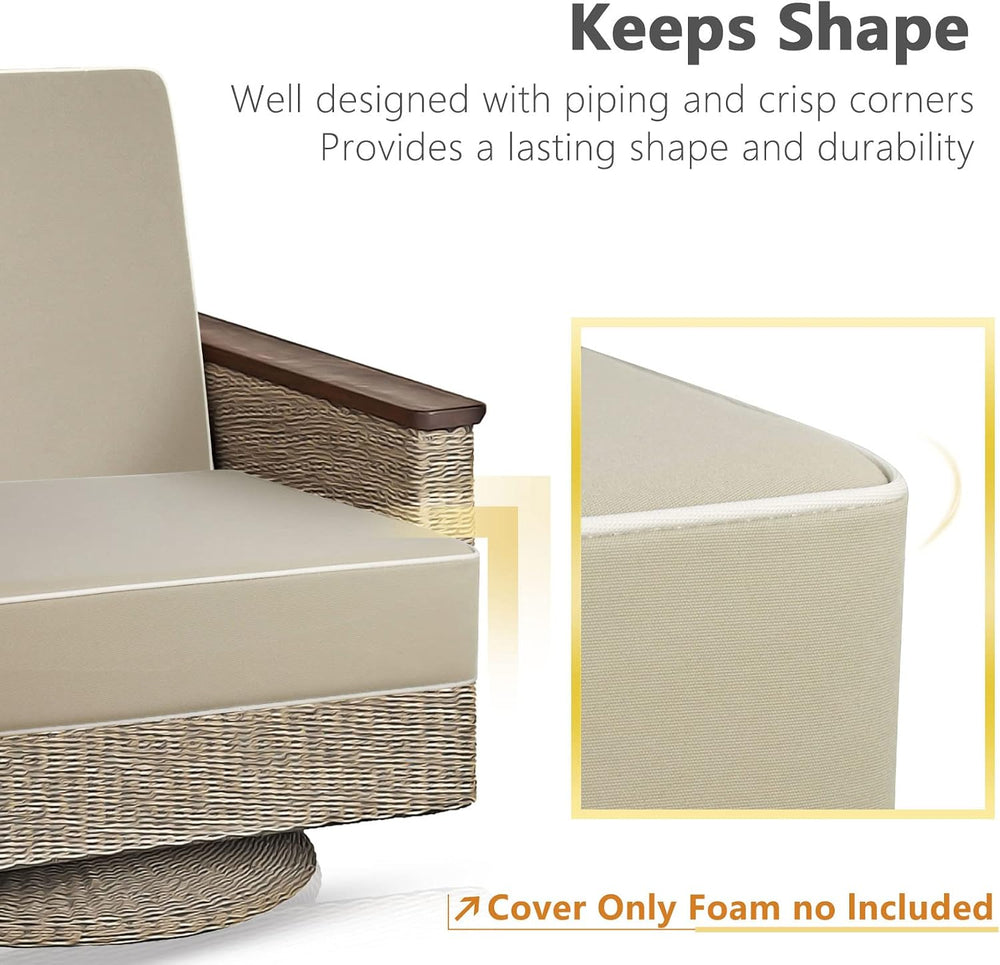 Porch Shield Patio Seat Cushion Covers 4 Packs, 20"x18"x4", Beige
