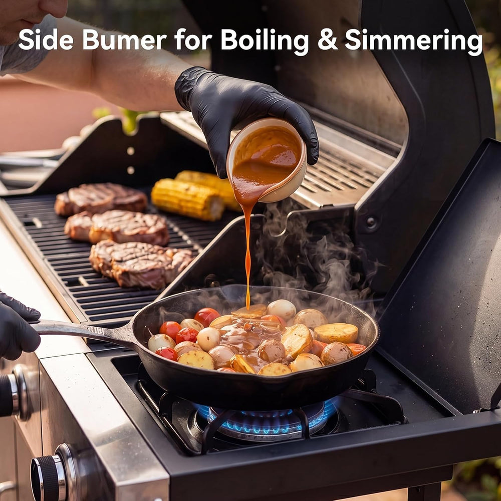 Aoxun 4-Burner 49000 BTU Propane Grill with Side Burner, Black