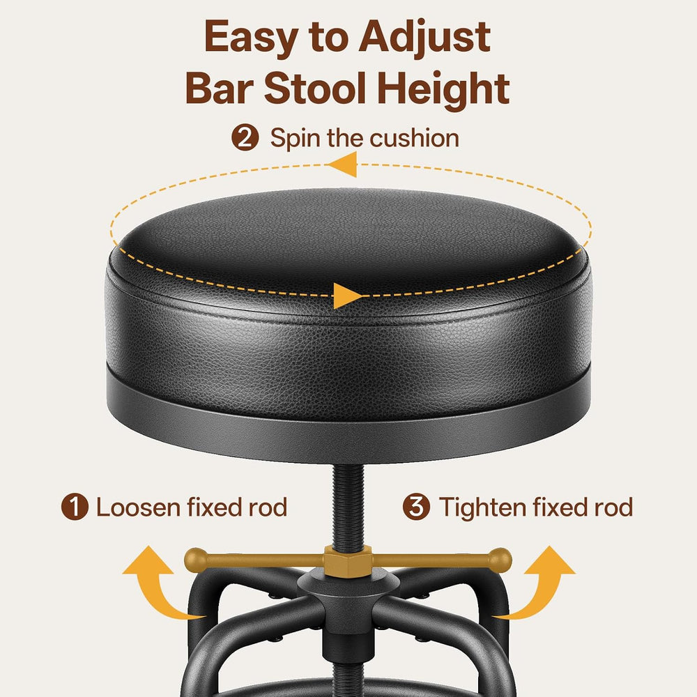 Raynesys 22-29 Inch Adjustable Height Industrial Swivel Bar Stool