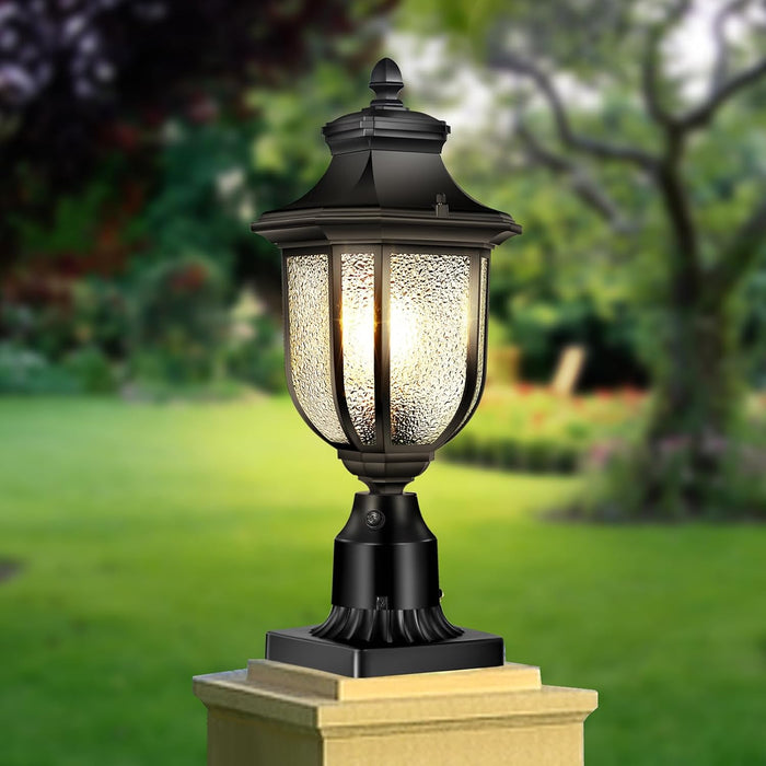 Dusk to Dawn Outdoor Post Lights Light Hardwired 120V with Pier Mount Base, Anti-Rust Pole Lantern, Modern Light Fixture, 100% Aluminum Waterproof Exterior Lamp for Yard, Garden, Pathway