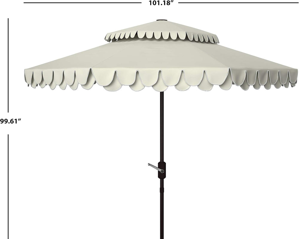 SAFAVIEH Outdoor Valance Double-Top Umbrella, 9-Foot Beige & White PAT8206C