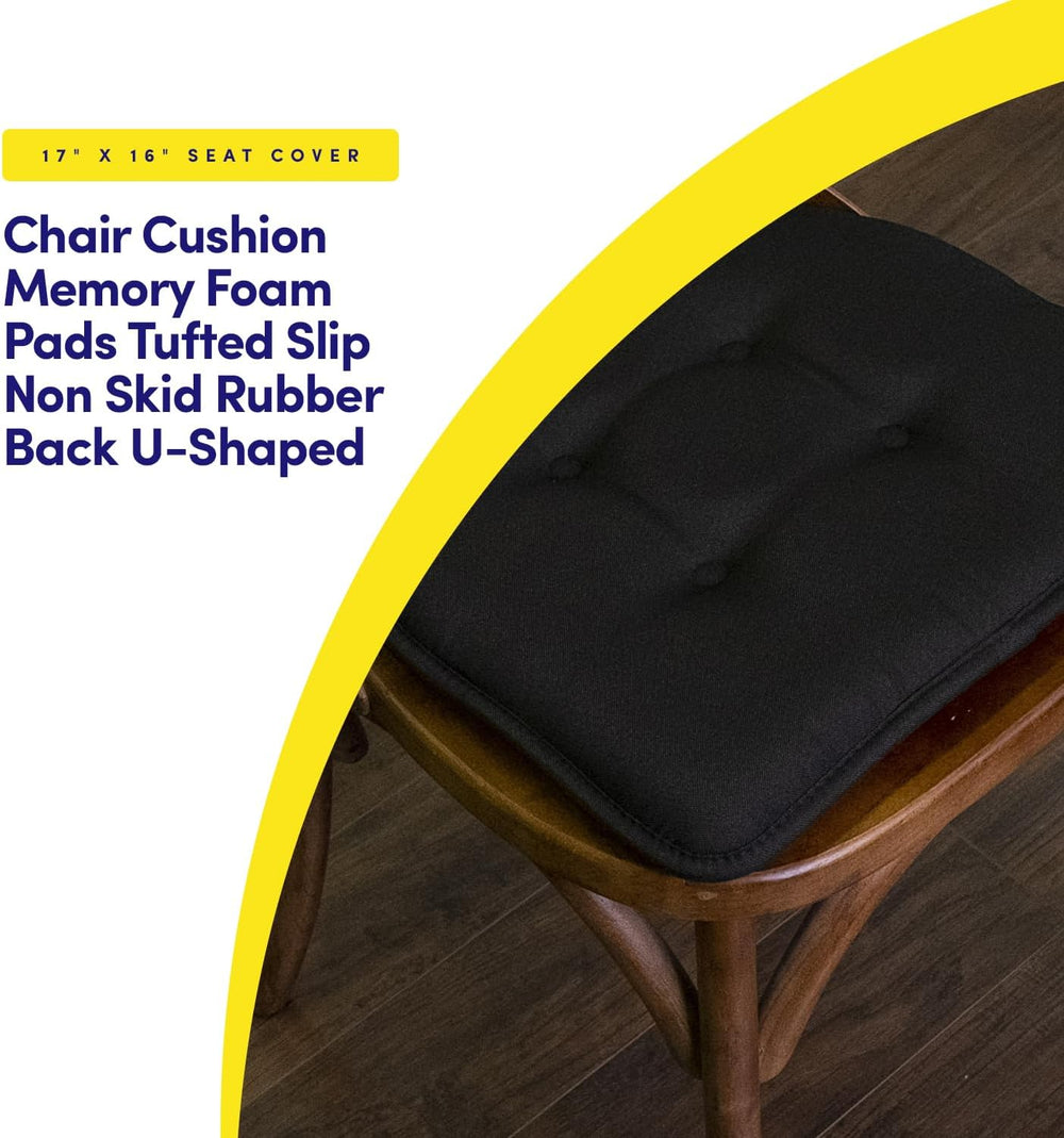 Sweet Home Collection Chair Cushion Memory Foam Pads Tufted Slip Non Skid Rub...