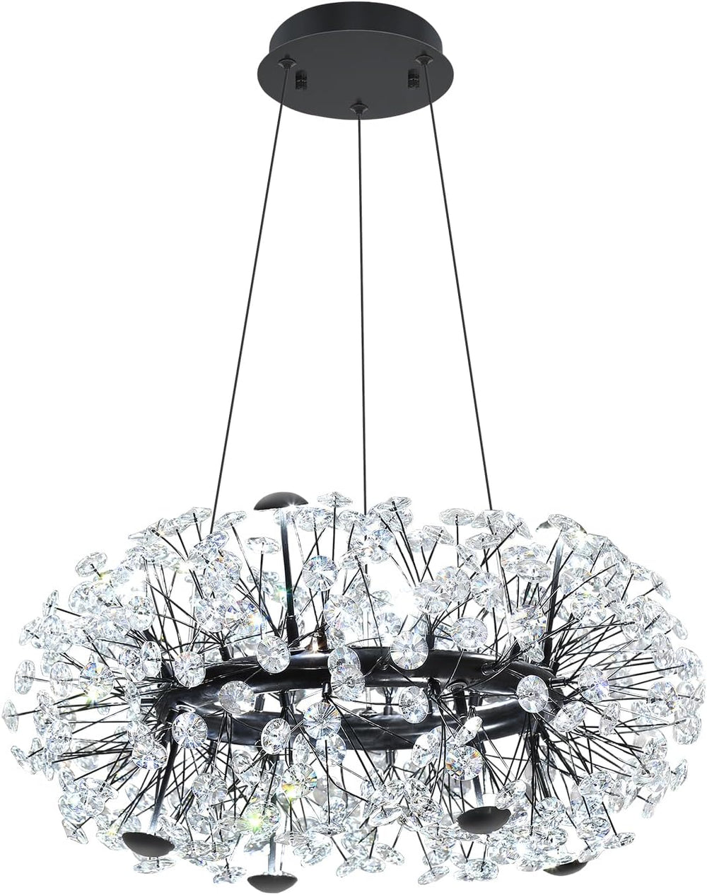 ykolupty 8-Light Dandelion Black Chandelier for Dining Room, Sputnik Pendant ...