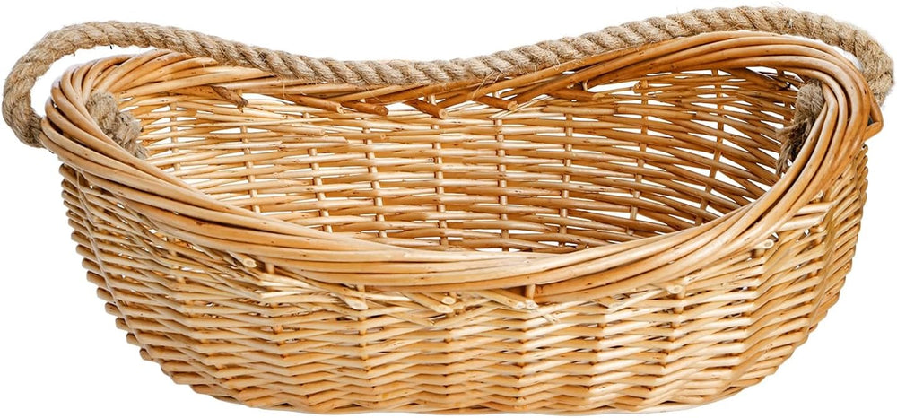 ZEAYEA Wicker Woven Basket with Jute Rope Handle, Large Garden Harvest Basket...