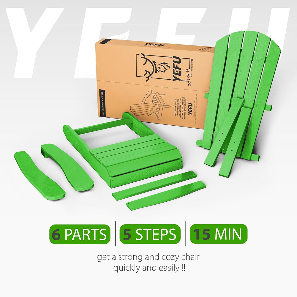 YEFU Adirondack Chairs Set of 4, All-Weather Outdoor Chairs, Lime Green