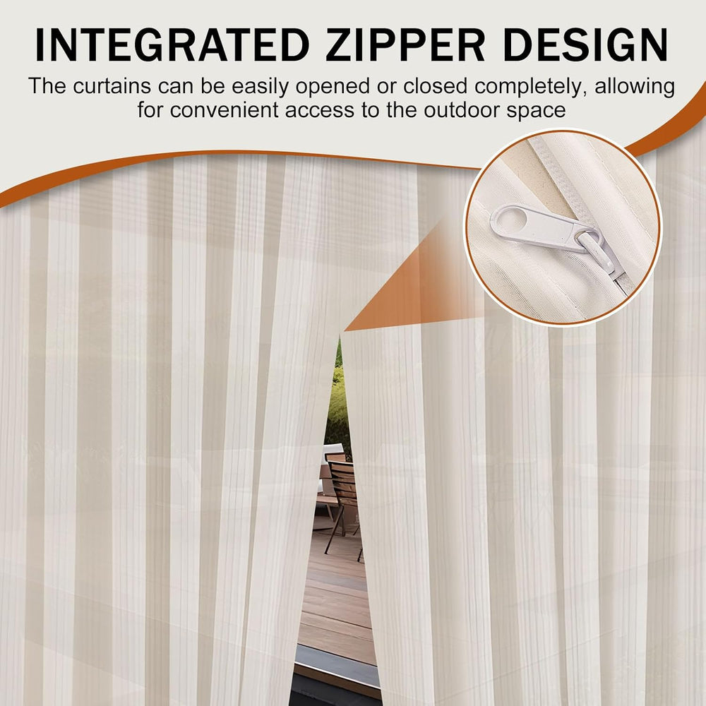 HDCAXKJ Outdoor Curtains for Patio Cream Sheer Curtains 84 Inches Long 2 Pane...
