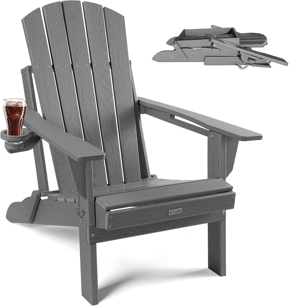 Adirondack Chair with Cup Holder: Folding Adirondack Chairs Plastic HDPE Mate...