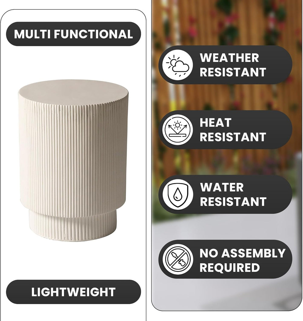 LeisureMod Modern Side Table Round Fiberstone Top Accent End Table for Home, ...