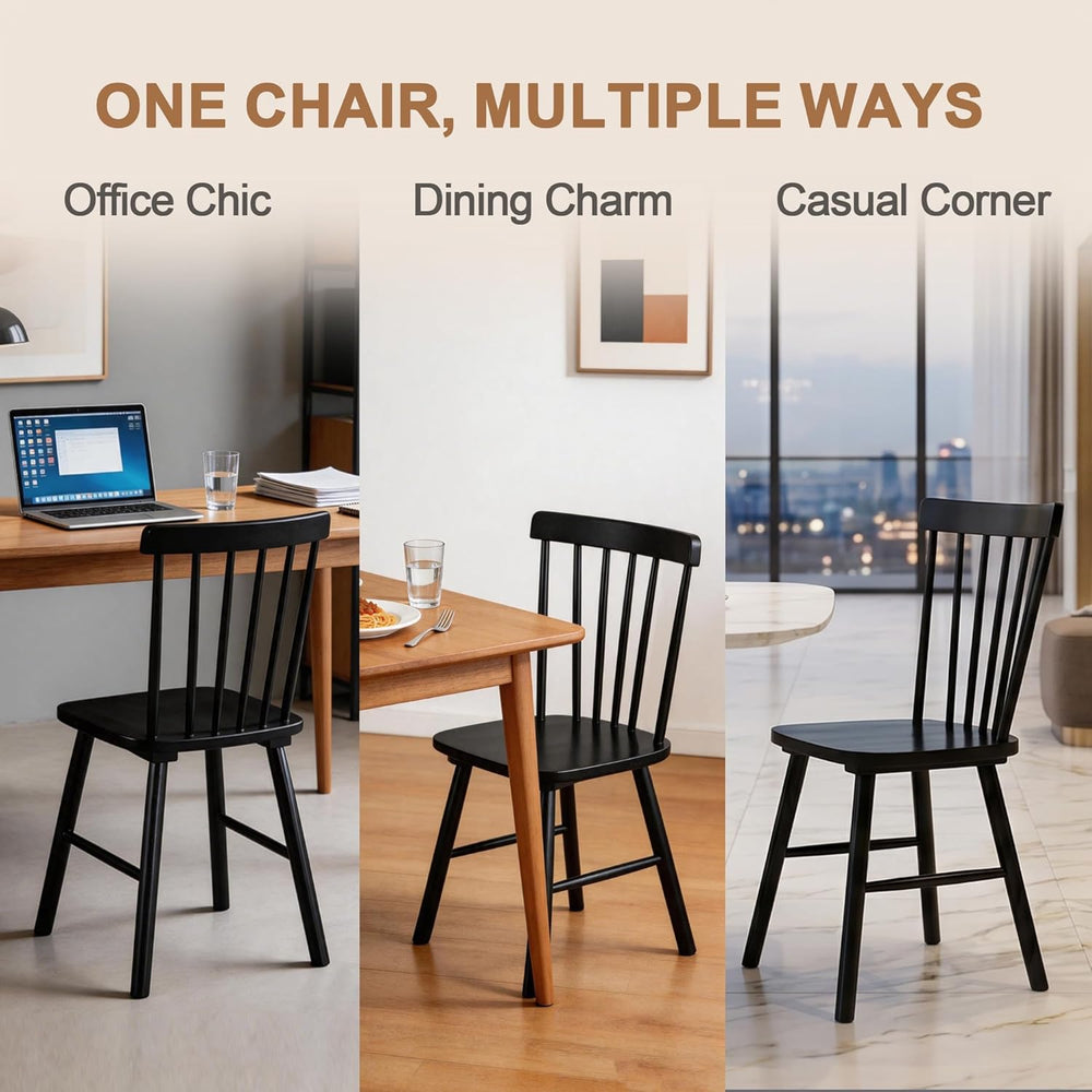 DUHOME Windsor Dining Chairs Set of 4,Farmhouse Style Spindle Back Wooden Kit...