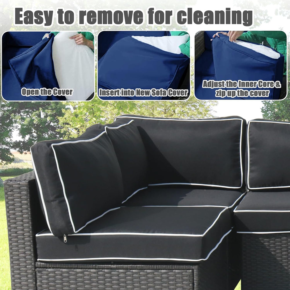 14 Piece Patio Cushion Covers Replacement Splashproof Fade Resistant Outdoor ...