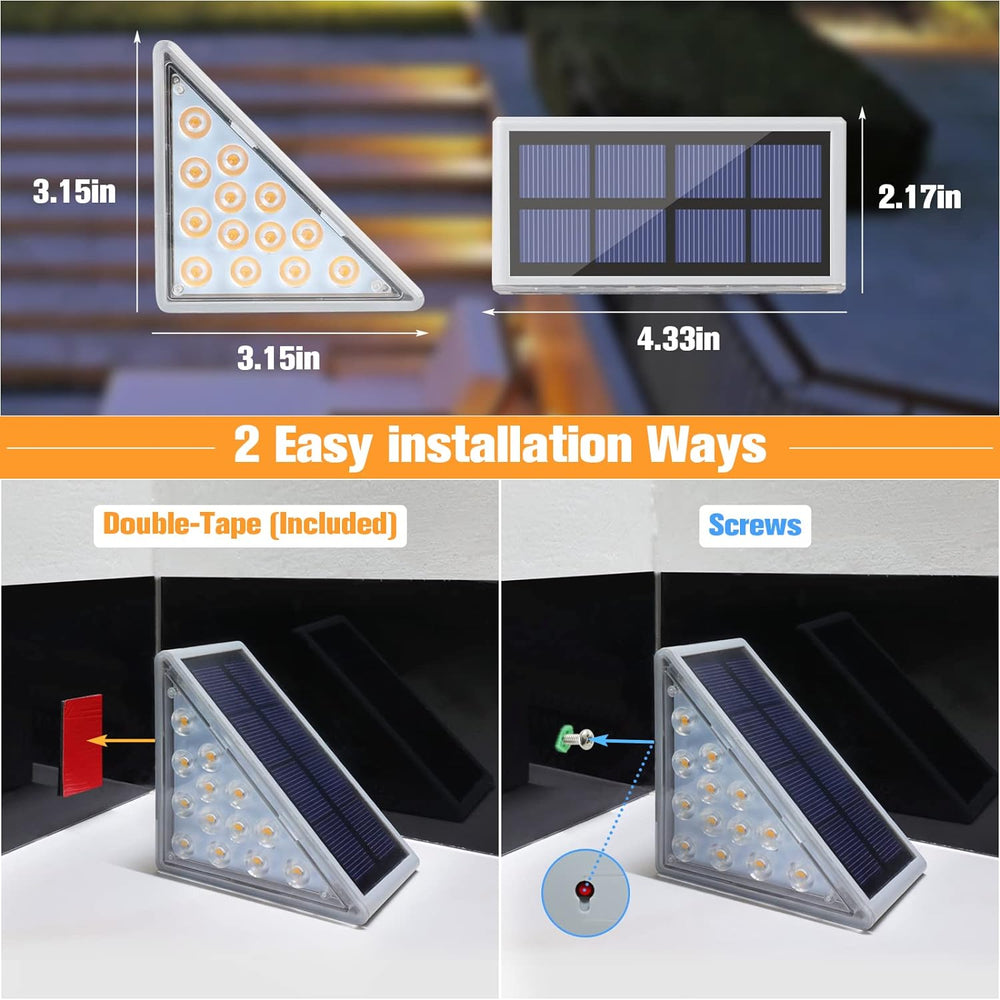 VOLISUN Solar Stair Lights 6 Pack, Solar Step Lights Outdoor Waterproof