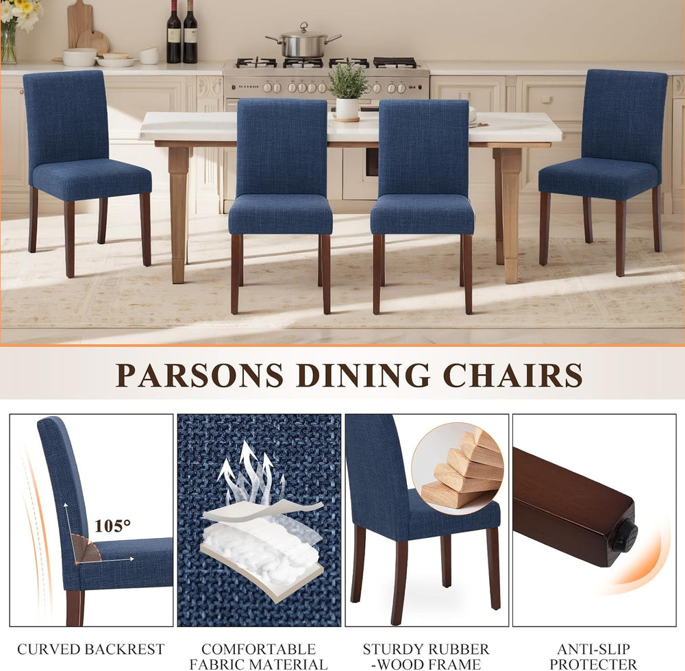 MALOL Upholstered Dining Chairs Set of 6, High Back Kitchen Room Chairs, Mid ...