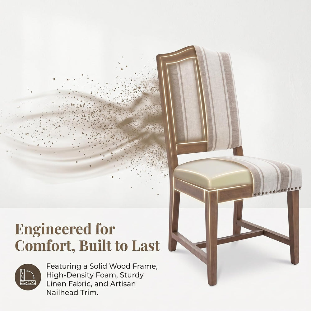 ROCITY Linen Dining Chairs Set of 6 Upholstered Farmhouse Dining Room Chairs ...