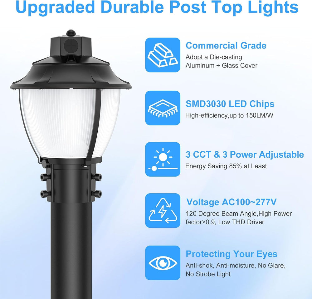 LED Post Top Light with Dusk to Dawn Photocell 60W LED Pole Area Lights ETL