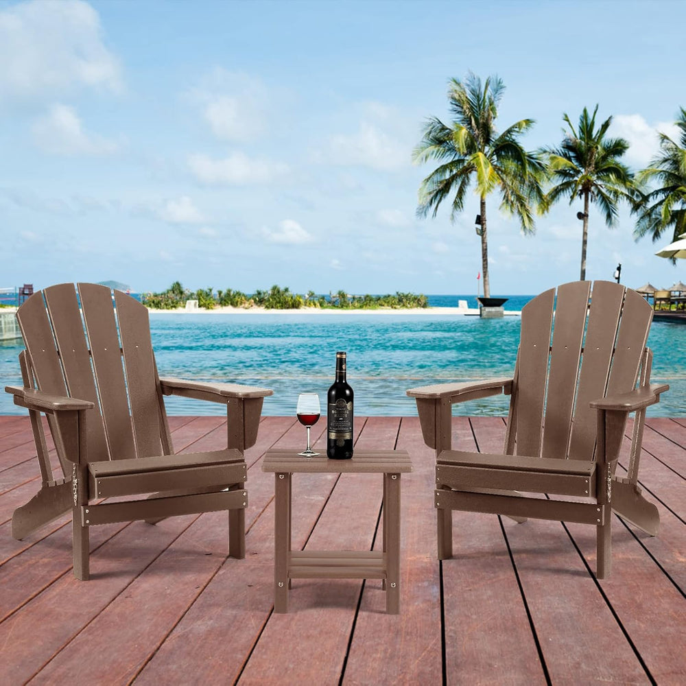 Apolimi Adirondack Outdoor Side Table, 2-Tier Sturdy Patio End Table Weather ...