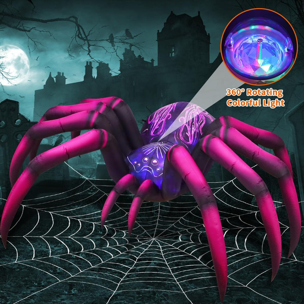 COMIN 9 FT Long Halloween Inflatables Purple Gradient Spider Outdoor Decorati...