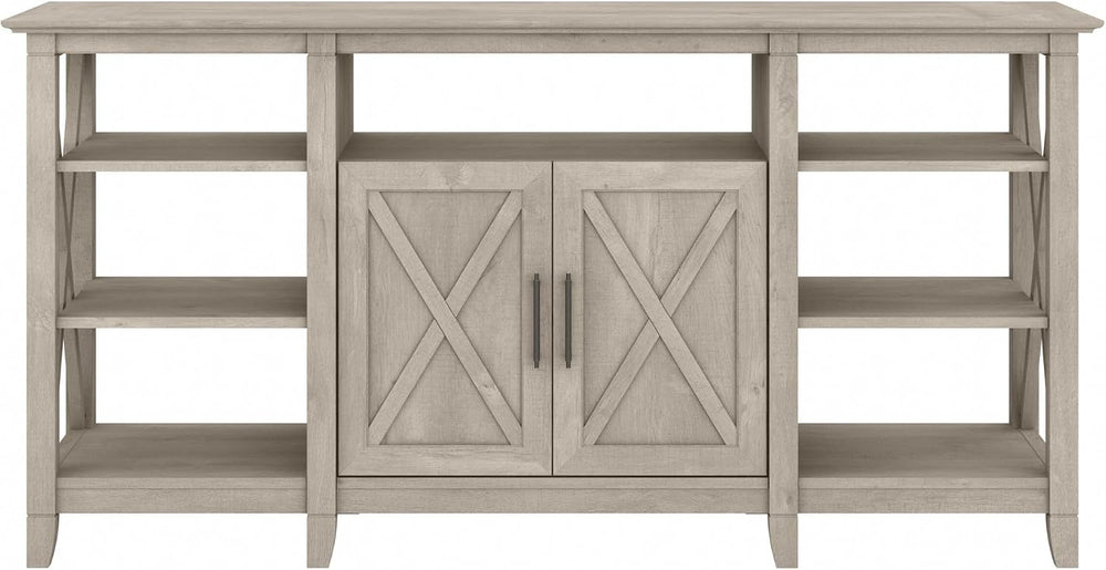Bush Home Key West Tall TV Stand for 65 Inch TV in Washed Gray, Farmhouse Ent...