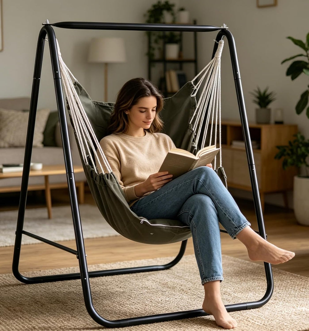 Hammock Chair with Stand,Hammock Chair Stand with Hanging Swing Chair Include...
