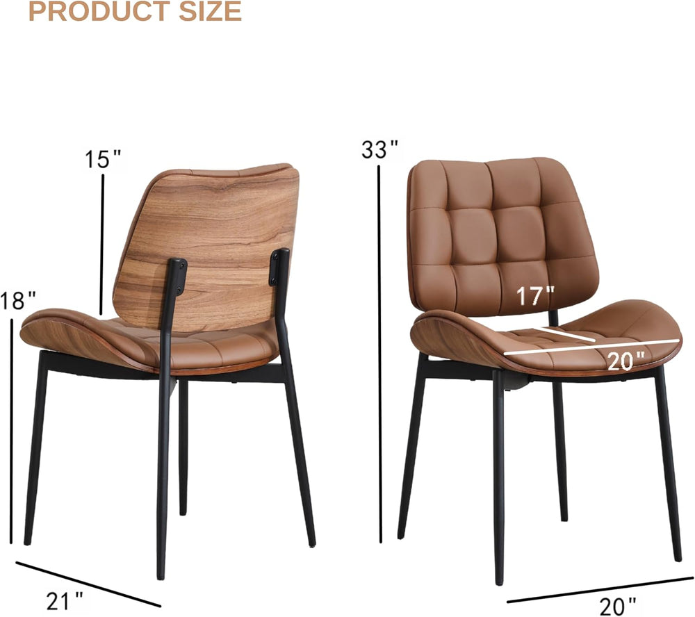 Mid Century Modern Dining Chairs Set of 2, Brown