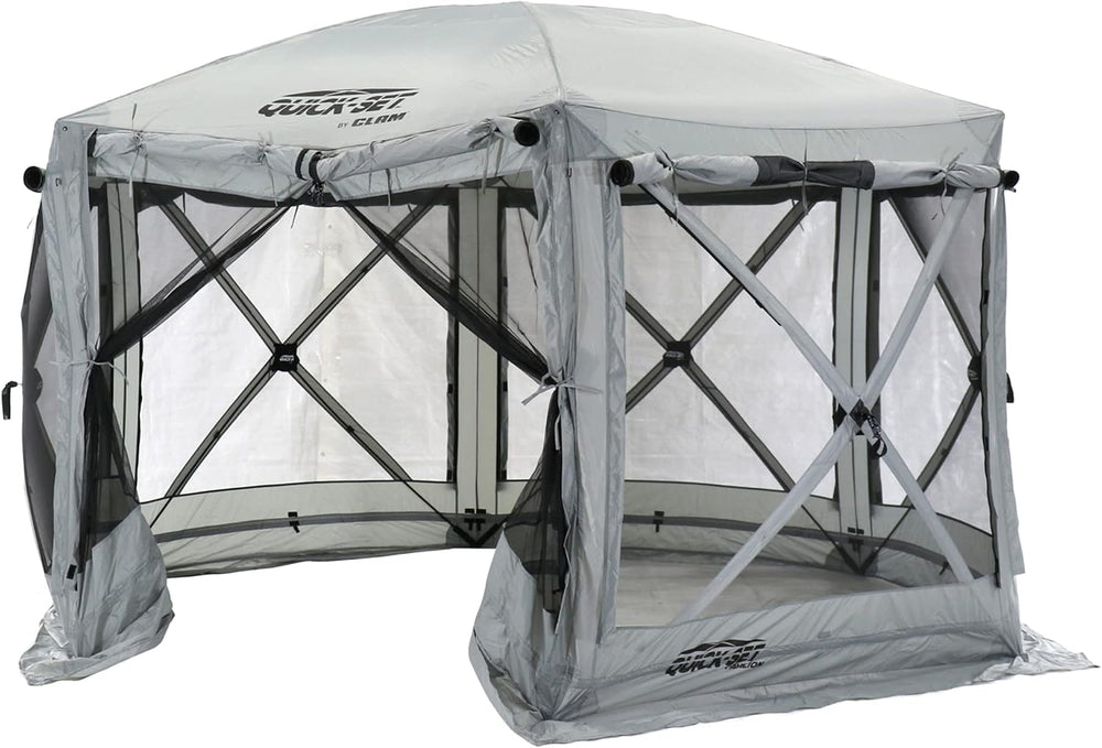 CLAM Pavilion Screen Tent | 12.5 Ft Pop Up Gazebo - Gray 8-Person Shelter