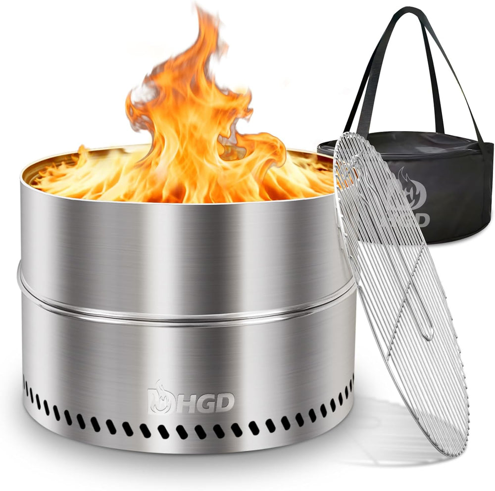 HGD 20 inch Smokeless Firepit Outdoor, Portable Smokeless Fire Pit for Campin...