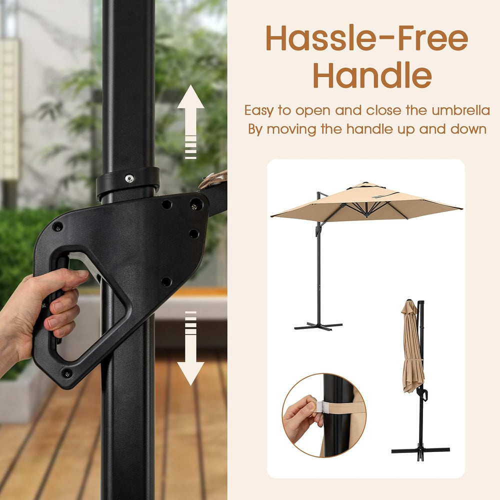 Tangkula 9 FT Cantilever Patio Umbrella, Heavy Duty Offset Outdoor Hanging Um...