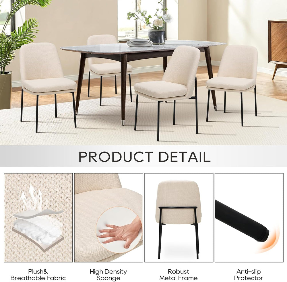 COLAMY Upholstered Dining Chairs Set of 6, Beige