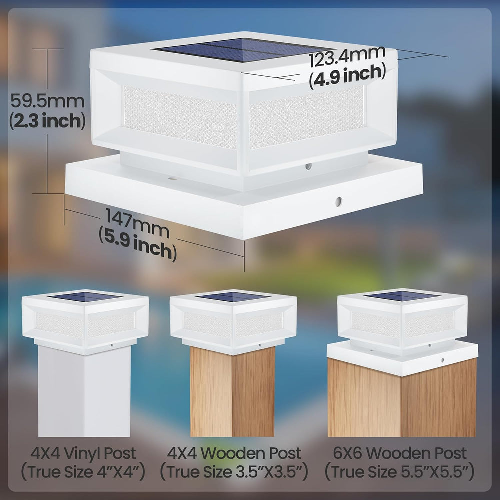 Mlambert 8 Pack Solar Post Lights, 4x4 6x6 Wood/Vinyl Fence Cap, White
