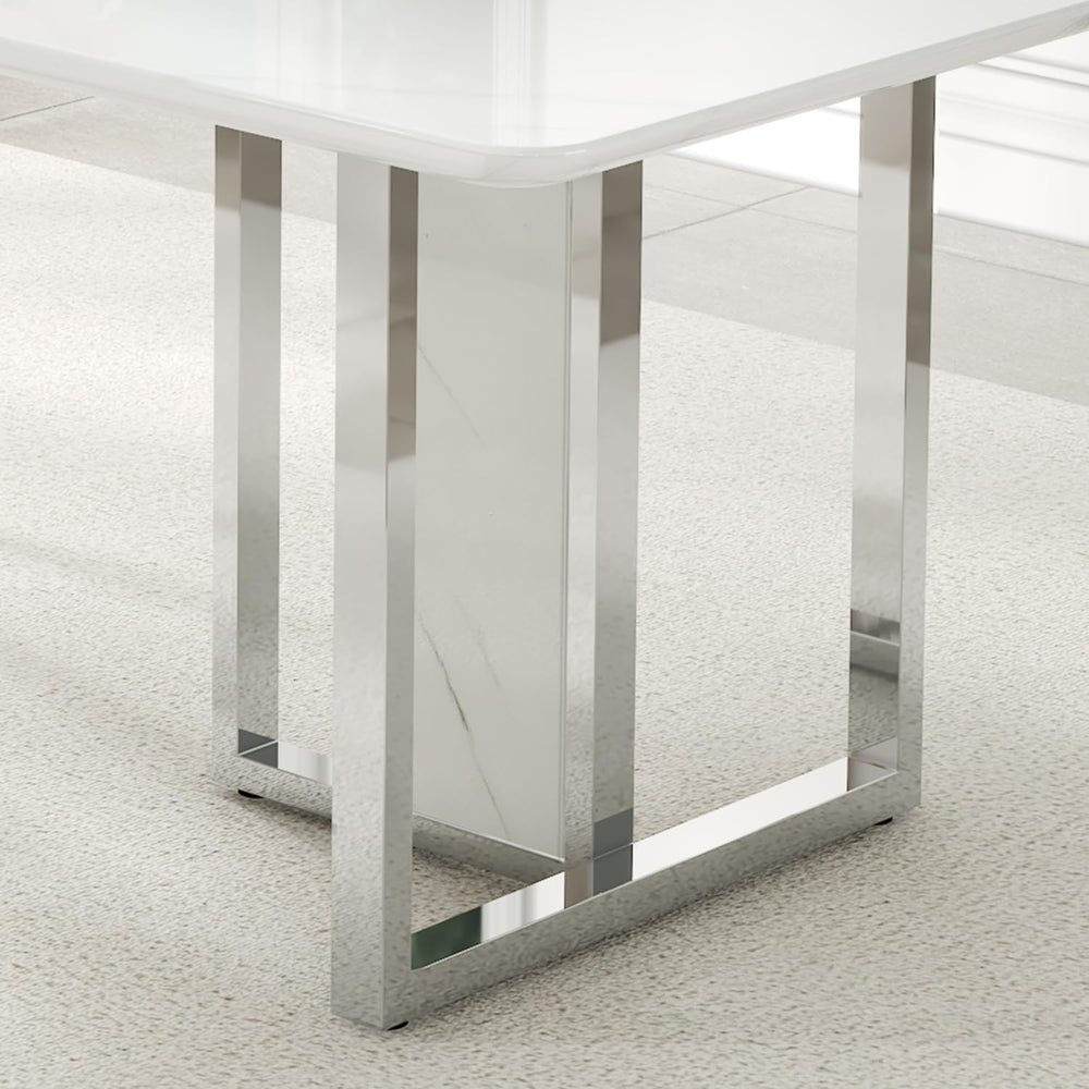 79 Inch Faux Marble Dining Table, White Rectangular Kitchen Dining Table, 1.8...