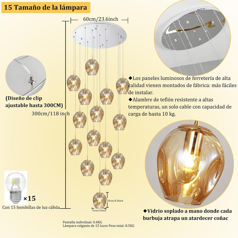 Long Chandeliers for High Ceilings,Modern Crystal Balls Pendant Light,Globe R...