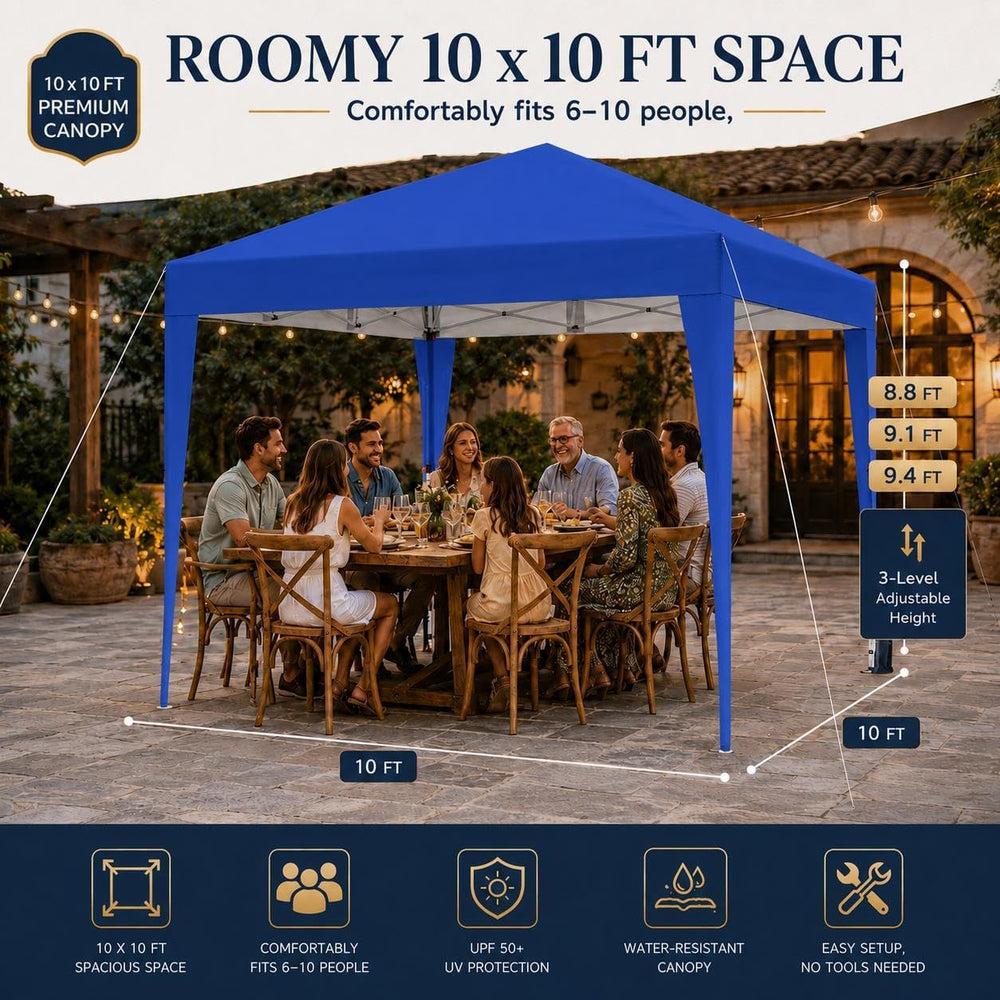 Yaheetech 10x10 Pop Up Canopy Tent with 4 Removable Sidewalls, Blue