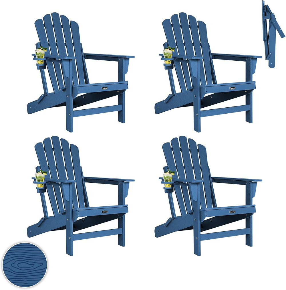 FUNBERRY Oversized Folding Adirondack Chair Set of 4, Fire Pit Chair 400LBS