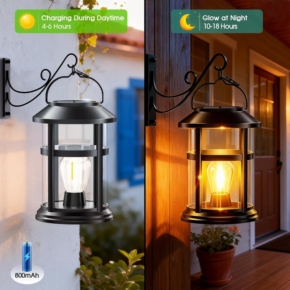 GARPAR Solar Lanterns Outdoor Waterproof with Wall Mount Kit, Upgraded Bright...