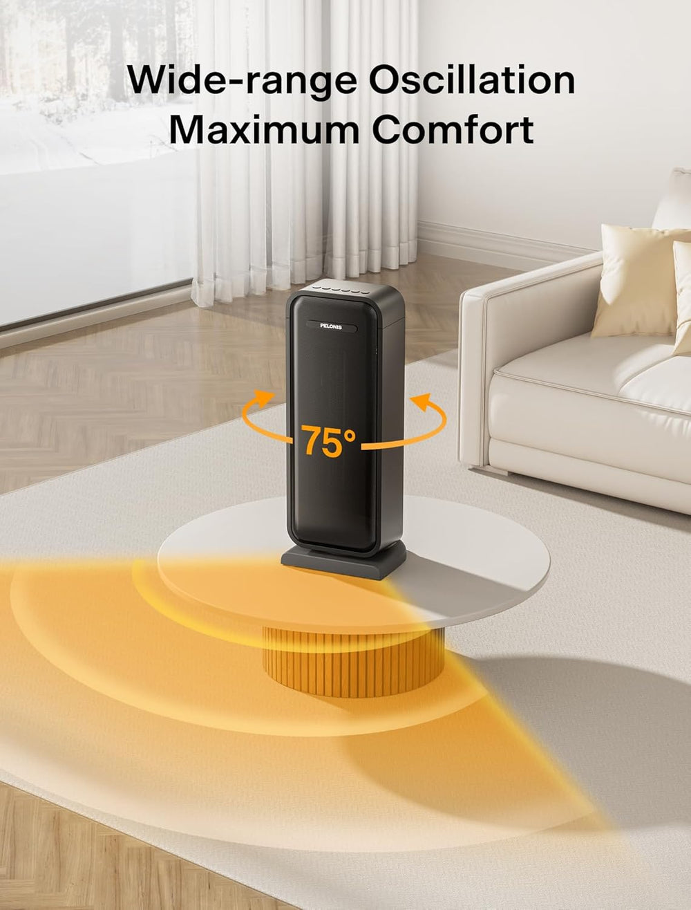 Pelonis 1500w Electric Space Heater for Indoor Use with Thermostat, Oscillati...