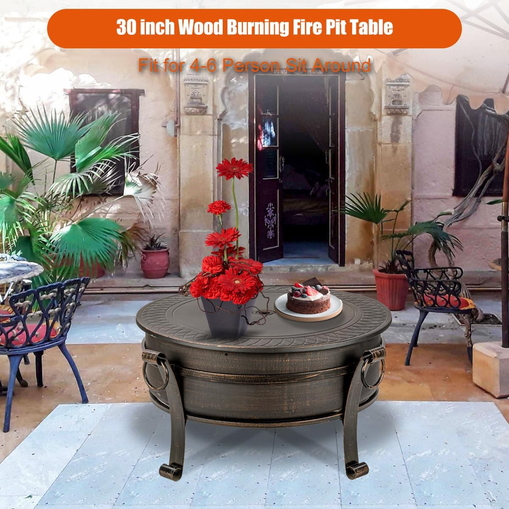 EcoNook 36 Inch Fire Pit with Grill & Lid, 3 in 1 Fire Pit