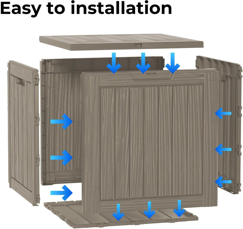 35 Gallon Resin Deck Box, Waterproof Outdoor Storage Bin for Patio, Poolside,...