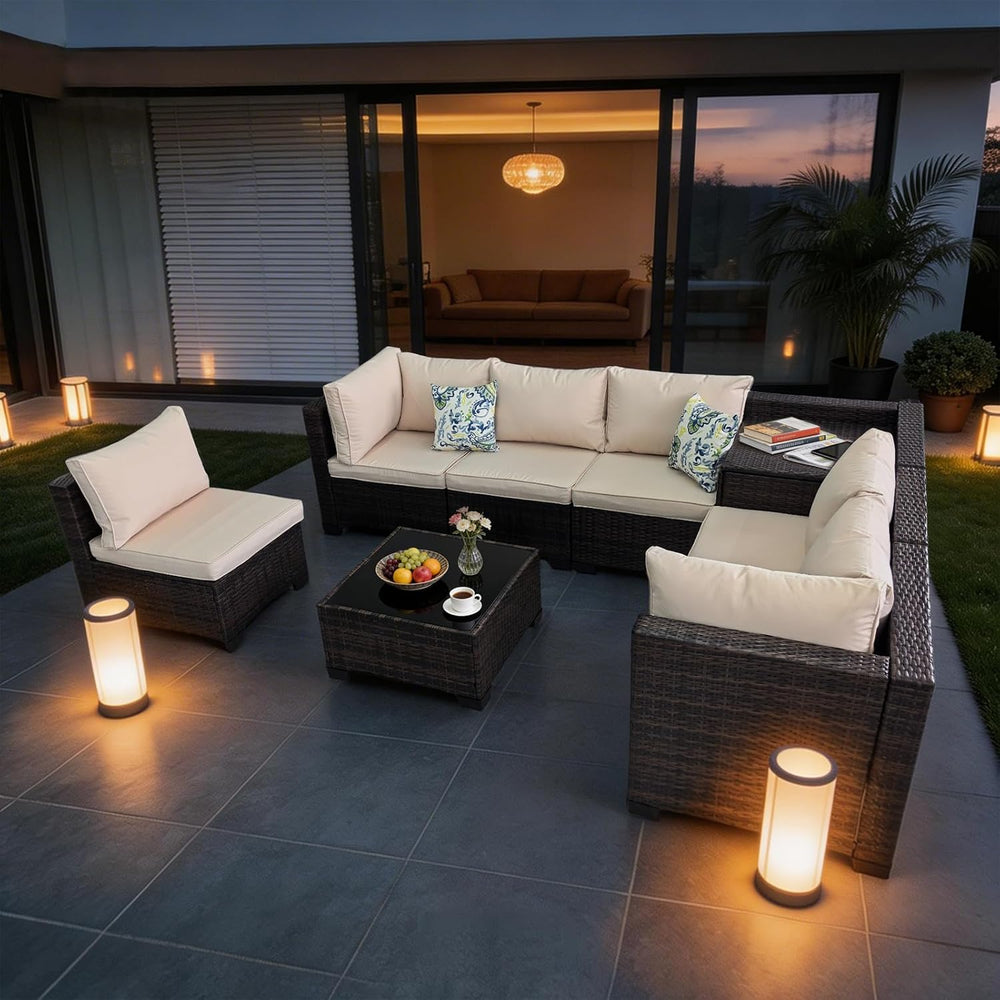 8 Pieces Patio Furniture Set with Storage, Outdoor Sectional Sofas