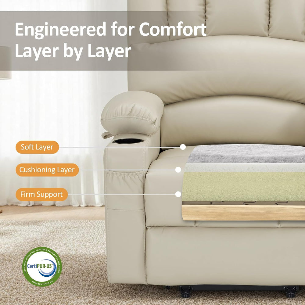 MCombo Large Power Lift Recliner Chair for Elderly 7099 (Cream White)