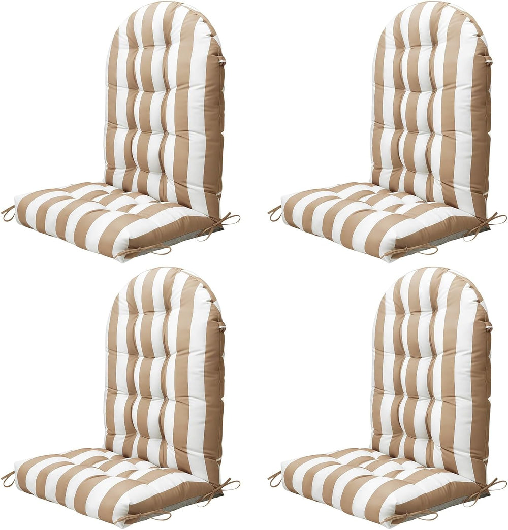 NAVINE Outdoor Adirondack Chair Cushion Set of 4, Patio Chair, Stripe Khaki